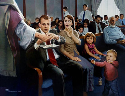Sacrament Meeting Painting by Doc Christensen - Family Art