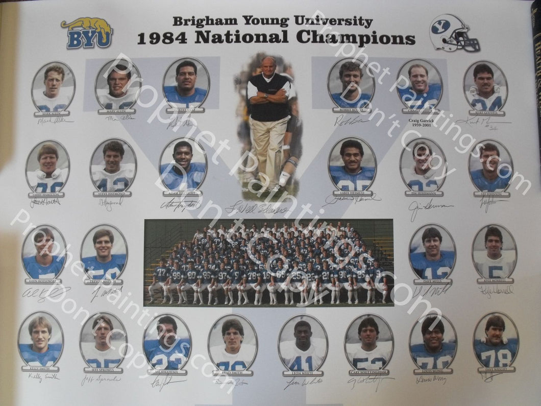 BYU NCAA Football 1984 Champions Autographed Poster